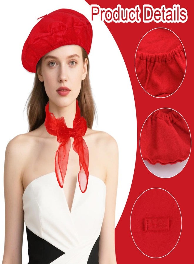 Sdfvsdg Classic French Beret Hats for Women Man Painter Hat Beret with Silky Scarf Solid Color French Beanie Cap - Image 3
